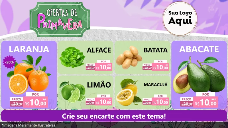Modelo de TV para TV Horizontal com o tema Ofertas de Primavera para Hortifrúti