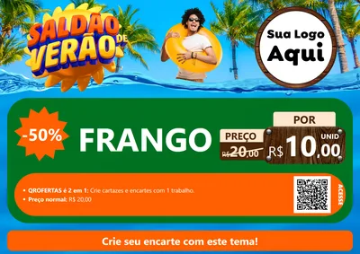 Modelo de Cartaz para Cartaz A4 Horizontal com o tema Saldão de Verão para Assados