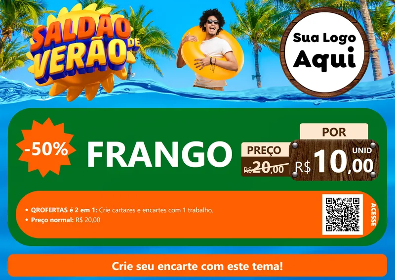Modelo de Cartaz para Cartaz A4 Horizontal com o tema Saldão de Verão para Assados
