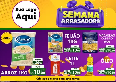 Modelo de Encarte para Encarte A4 Horizontal com o tema Semana Arrasadora para Supermercado