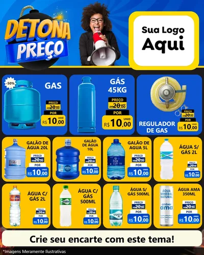 Modelo de Rede Social para Feed Instagram com o tema Detona Preços para Água e gás