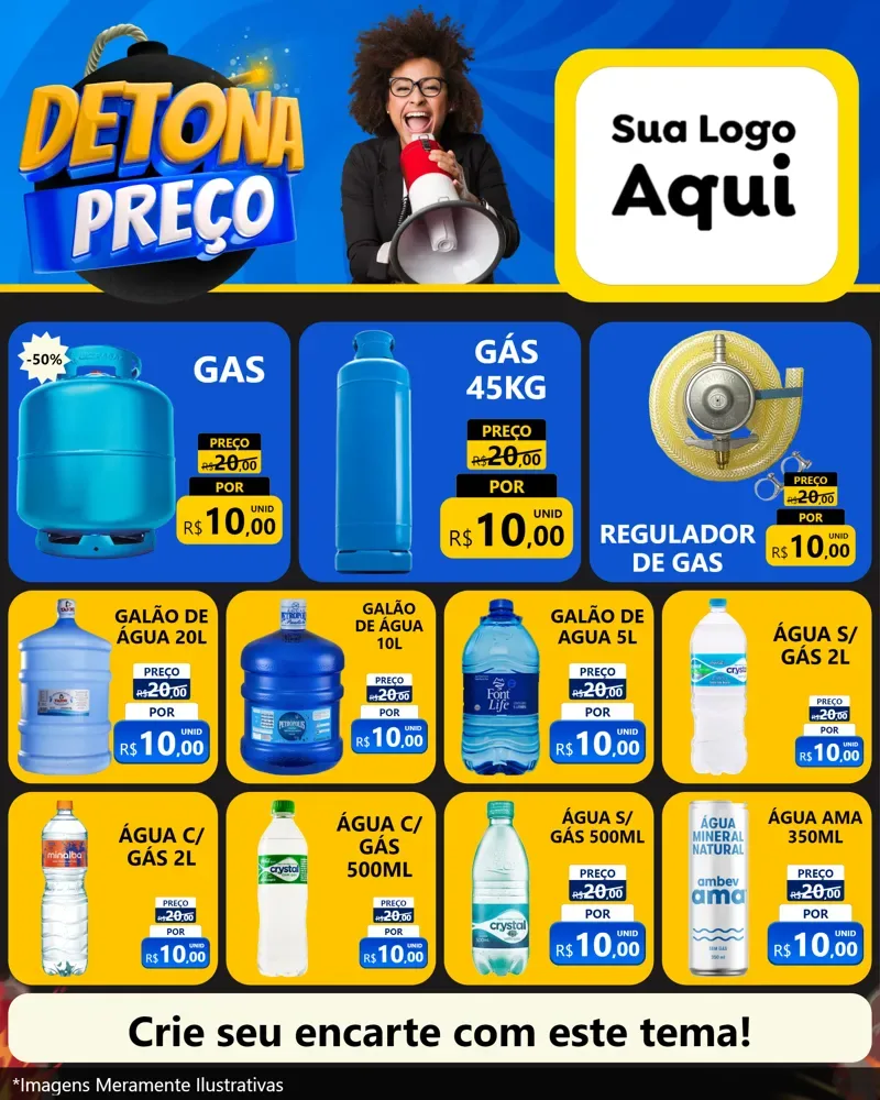 Modelo de Rede Social para Feed Instagram com o tema Detona Preços para Água e gás