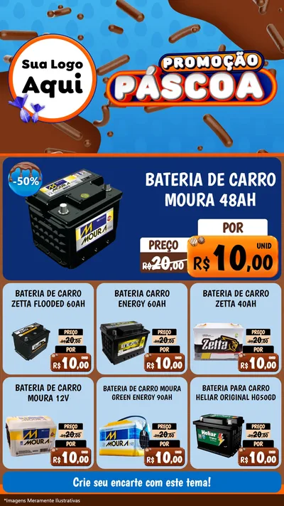 Modelo de Rede Social para Stories com o tema Promoção Páscoa para Baterias Elétricas