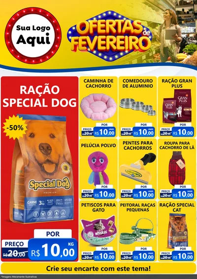 Modelo de Encarte para Encarte A4 Vertical com o tema Ofertas de Fevereiro para Pet Shop