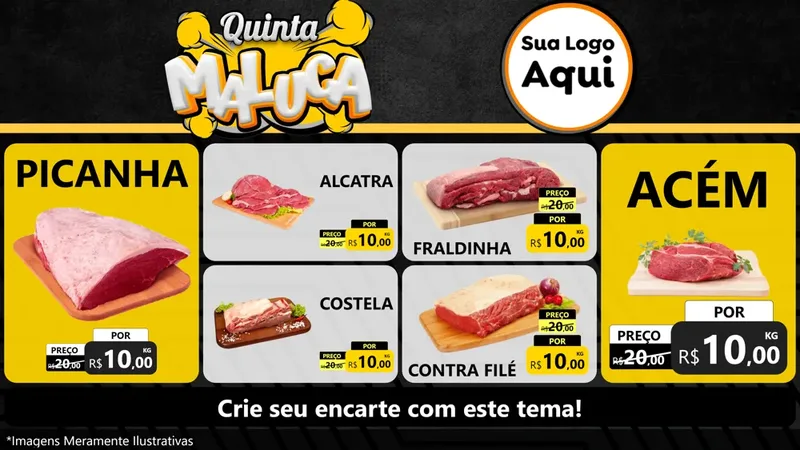 Modelo de TV para TV Horizontal com o tema Quinta Maluca para Açougue