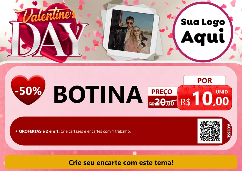 Modelo de Cartaz para Cartaz A4 Horizontal com o tema Valentine's Day para Agropecuária