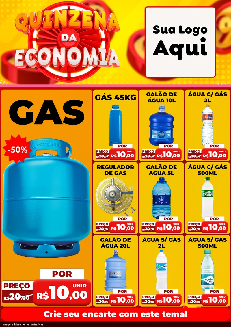 Modelo de Encarte para Encarte A4 Vertical com o tema Quinzena Da Economia para Água e gás