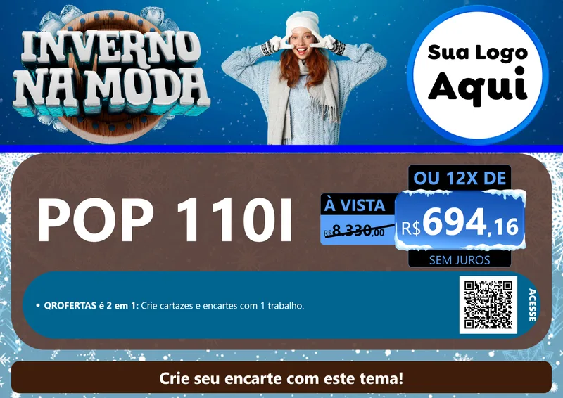 Modelo de Cartaz para Cartaz A4 Horizontal com o tema Inverno na Moda para Concessionaria de Motos
