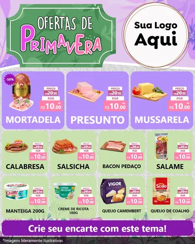 Modelo de Rede Social para Feed Instagram com o tema Ofertas de Primavera para Frios e Laticínios