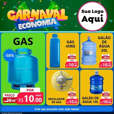 Modelo de Rede Social para Feed Facebook com o tema Carnaval da Economia para Água e gás