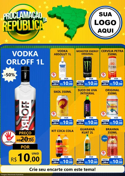 Modelo de Encarte para Encarte A4 Vertical com o tema Proclamação da República para Distribuidora de bebidas