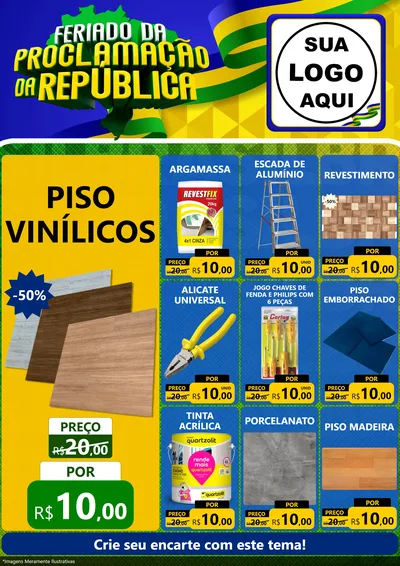 Modelo de Encarte para Encarte A4 Vertical com o tema Feriado da Proclamação da República para Material para Construção