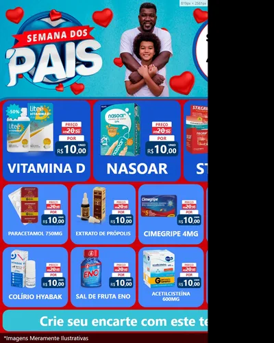 Modelo de Rede Social para Feed Instagram com o tema Semana Dos Pais para Farmácia