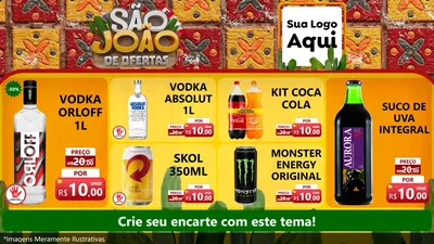 Modelo de TV para TV Horizontal com o tema São João de Muitas Ofertas - Junina para Distribuidora de bebidas