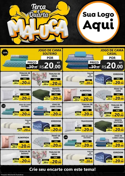 Modelo de Encarte para Encarte A4 Vertical com o tema Terça e Quarta Maluca para Cama, Mesa e Banho