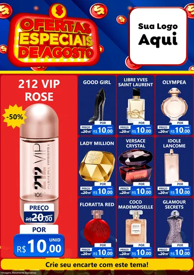 Modelo de Encarte para Encarte A4 Vertical com o tema Ofertas Especiais de Agosto para Perfumes