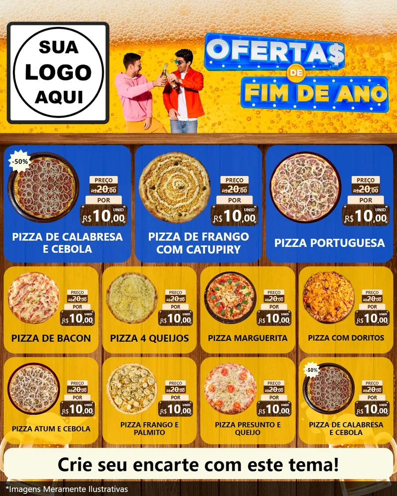 Modelo de Rede Social para Feed Instagram com o tema Ofertas de Fim de Ano para Pizzaria