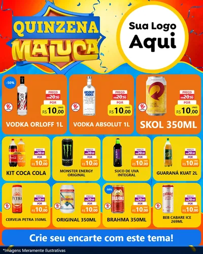 Modelo de Rede Social para Feed Instagram com o tema Quinzena Maluca para Distribuidora de bebidas
