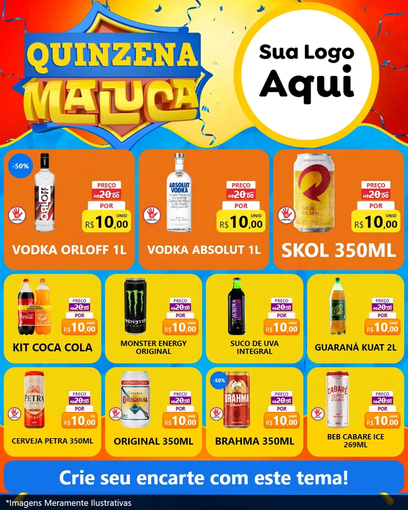 Modelo de Rede Social para Feed Instagram com o tema Quinzena Maluca para Distribuidora de bebidas