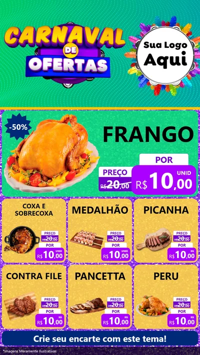 Modelo de Rede Social para Stories com o tema Carnaval de Ofertas para Assados