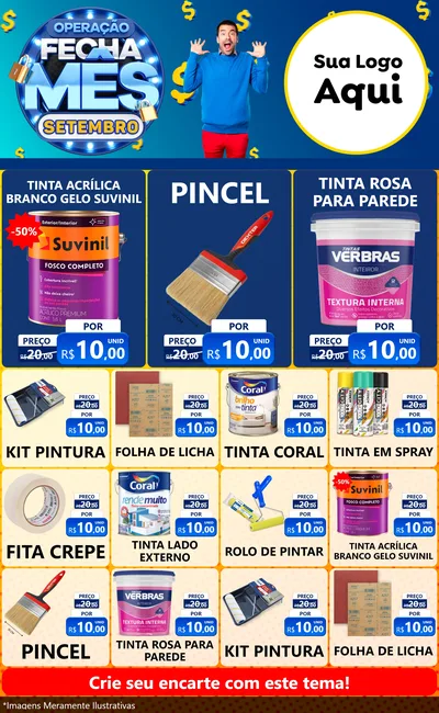 Modelo de Encarte para Encarte Grande com o tema Operação Fecha Mês Setembro para Tintas e Ferramentas
