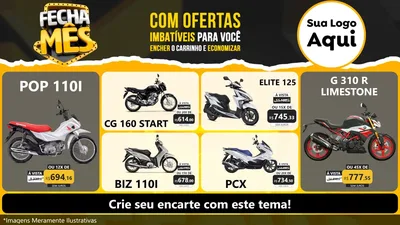 Modelo de TV para TV Horizontal com o tema Fecha Mês para Concessionaria de Motos