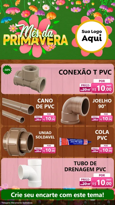 Modelo de TV para TV Vertical com o tema Mês da Primavera para Tubos e conexões