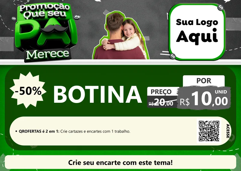 Modelo de Cartaz para Cartaz A4 Horizontal com o tema Promoção Que seu Pai Merece para Agropecuária