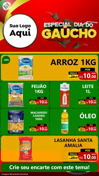 Modelo de TV para TV Vertical com o tema Especial Dia do Gaúcho para Supermercado