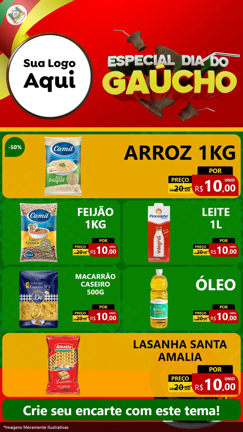 Modelo de TV para TV Vertical com o tema Especial Dia do Gaúcho para Supermercado