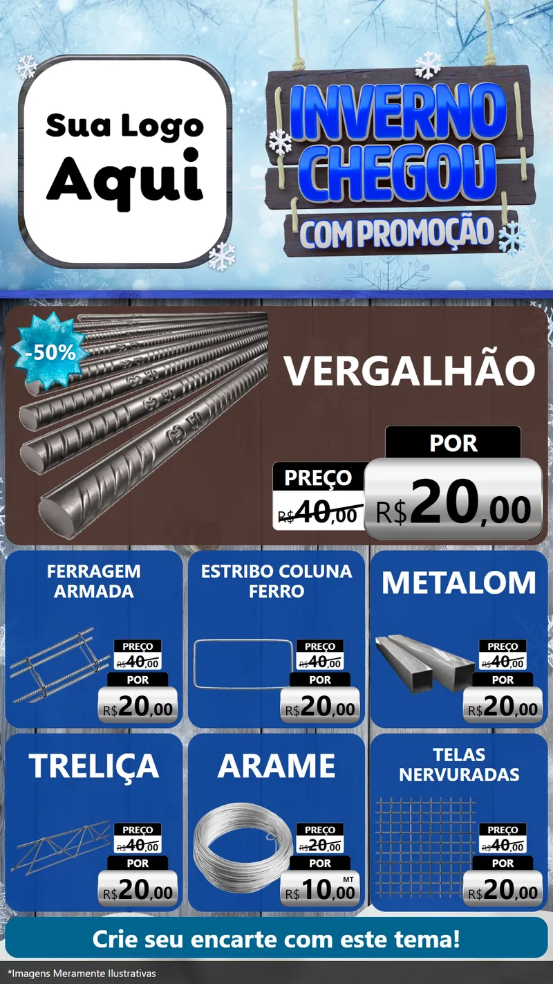 Modelo de Rede Social para Stories com o tema Inverno Chegou Com Promoção para Ferragens