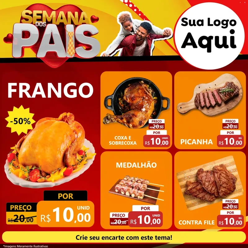 Modelo de Rede Social para Feed Facebook com o tema Semana Dos Pais para Assados