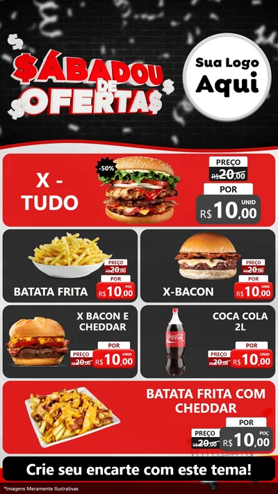 Modelo de TV para TV Vertical com o tema Sabadou de Ofertas para Hamburgueria