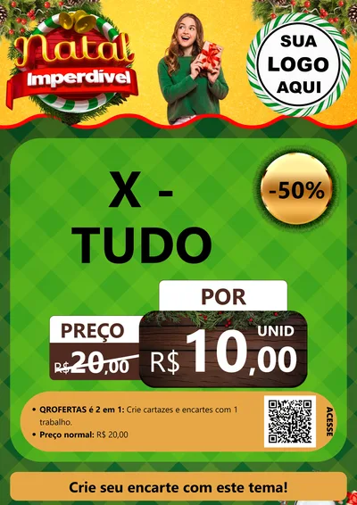 Modelo de Cartaz para Cartaz A4 Vertical com o tema Natal Imperdível para Hamburgueria