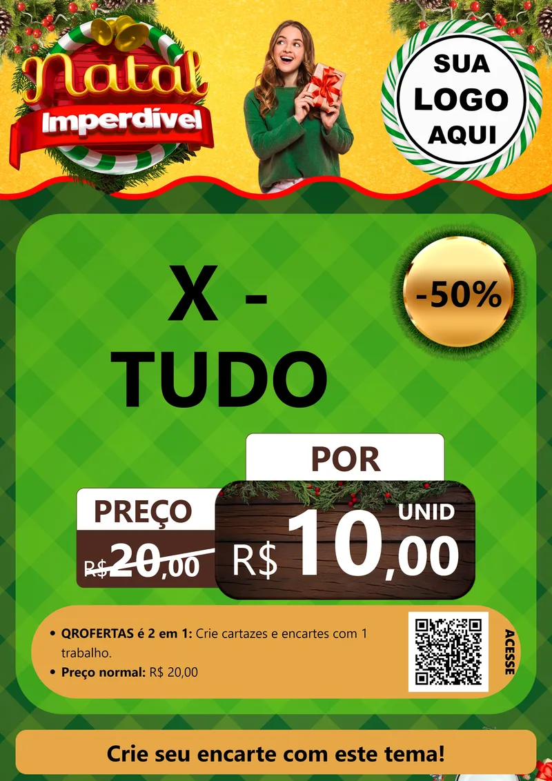 Modelo de Cartaz para Cartaz A4 Vertical com o tema Natal Imperdível para Hamburgueria