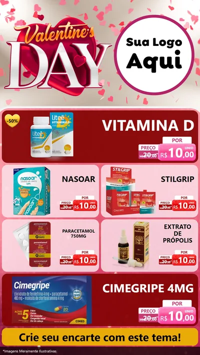 Modelo de TV para TV Vertical com o tema Valentine's Day para Farmácia