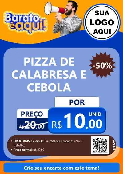 Modelo de Cartaz para Cartaz A4 Vertical com o tema Barato é aqui para Pizzaria