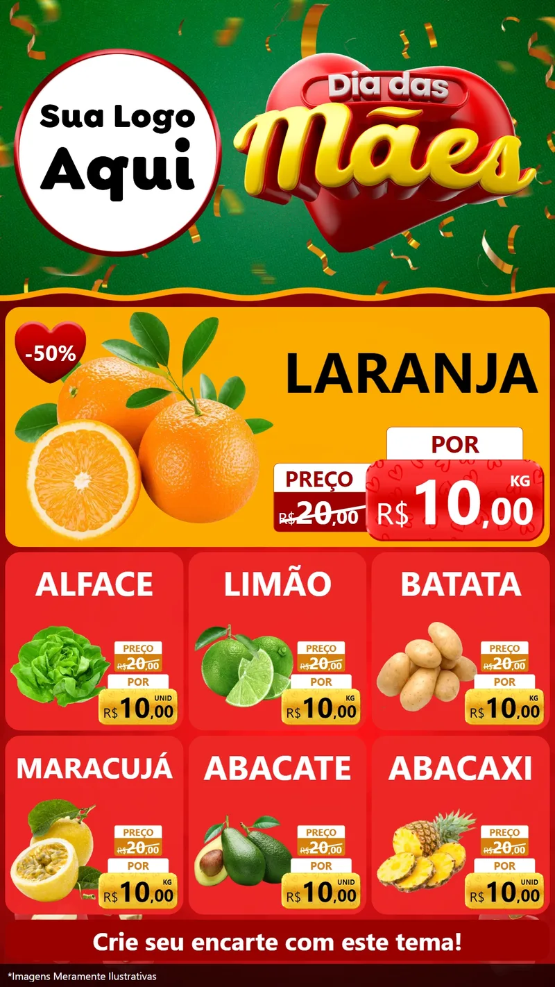 Modelo de Rede Social para Stories com o tema Dia das Mães para Hortifrúti
