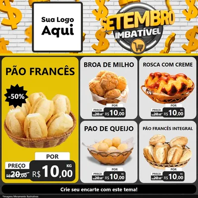 Modelo de Rede Social para Feed Facebook com o tema Setembro Imbatível para Padaria