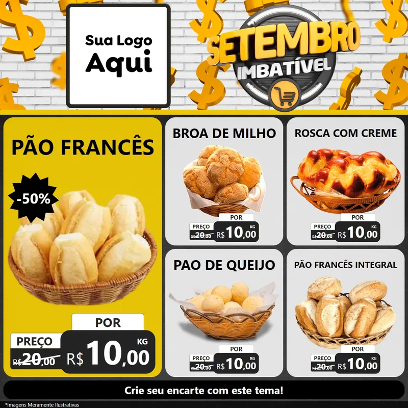 Modelo de Rede Social para Feed Facebook com o tema Setembro Imbatível para Padaria