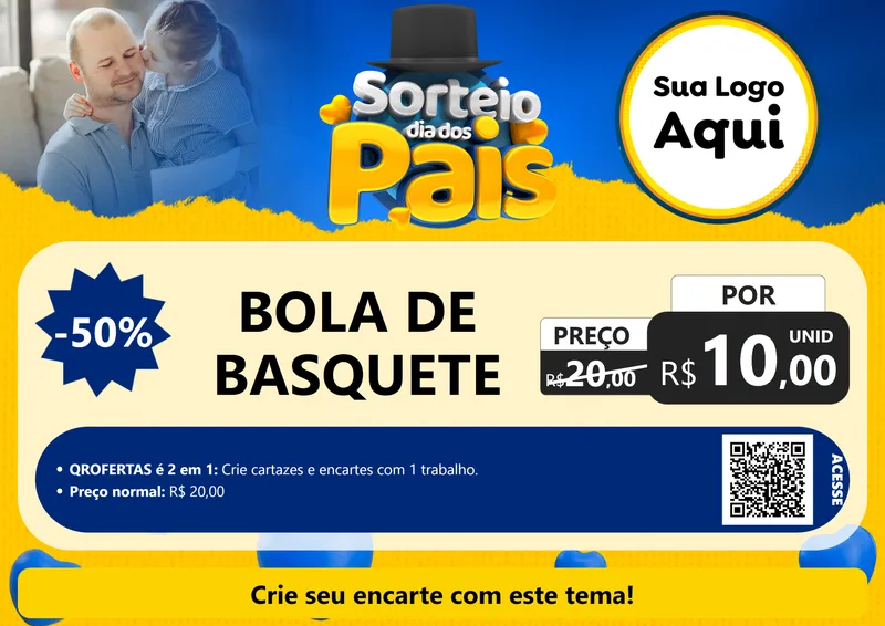 Modelo de Cartaz para Cartaz A4 Horizontal com o tema Sorteio Dia Dos Pais para Artigos Esportivos