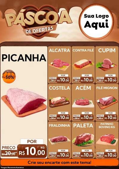 Modelo de Encarte para Encarte A4 Vertical com o tema Páscoa de Ofertas para Açougue