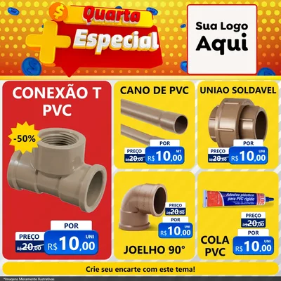 Modelo de Rede Social para Feed Facebook com o tema Quarta Mais Especial para Tubos e conexões