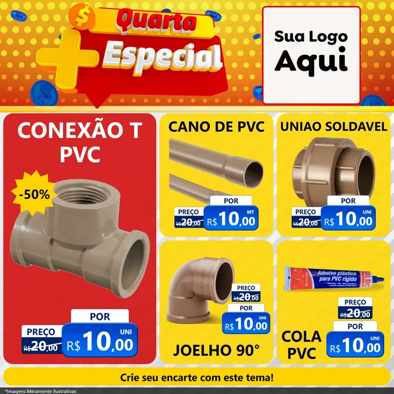 Modelo de Rede Social para Feed Facebook com o tema Quarta Mais Especial para Tubos e conexões