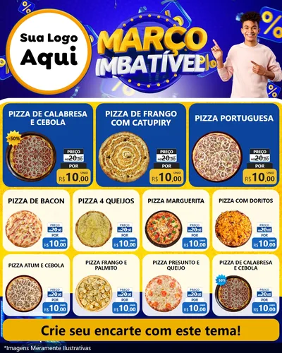 Modelo de Rede Social para Feed Instagram com o tema Março Imbatível para Pizzaria