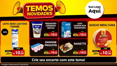 Modelo de TV para TV Horizontal com o tema Temos Novidades para Frios e Laticínios
