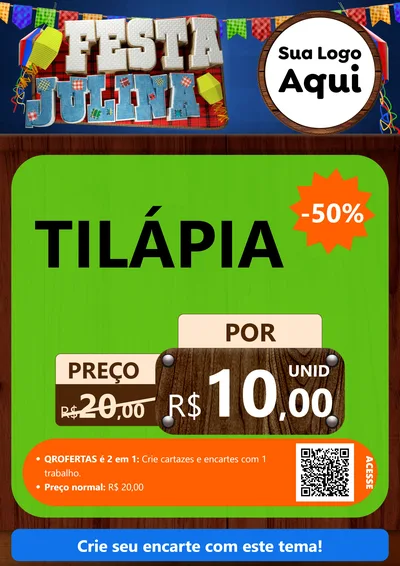 Modelo de Cartaz para Cartaz A4 Vertical com o tema Festa Julina para Peixaria