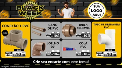 Modelo de TV para TV Horizontal com o tema Black Week para Tubos e conexões