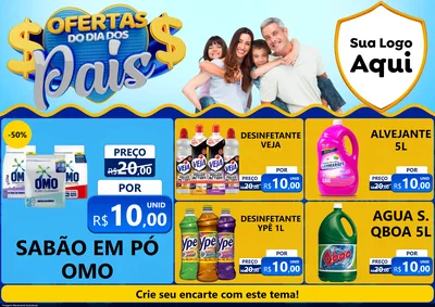 Modelo de Encarte para Encarte A4 Horizontal com o tema Ofertas do Dia dos Pais para Produtos de Limpeza