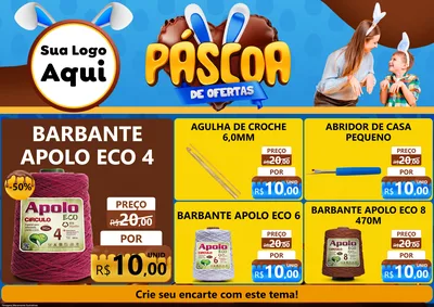 Modelo de Encarte para Encarte A4 Horizontal com o tema Páscoa de Ofertas para Armarinho e Aviamentos